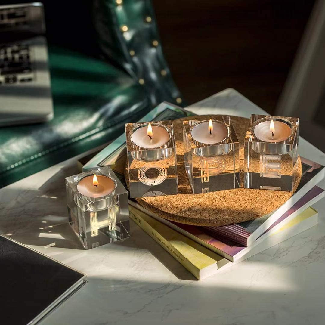 Decorative Word Sign Hope Cube Crystal Candle Holder Set of 4
