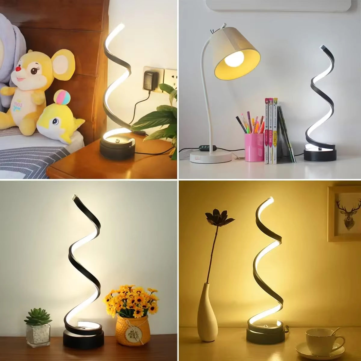 Table Lamp for Bedroom - Modern Spiral Dimmable LED