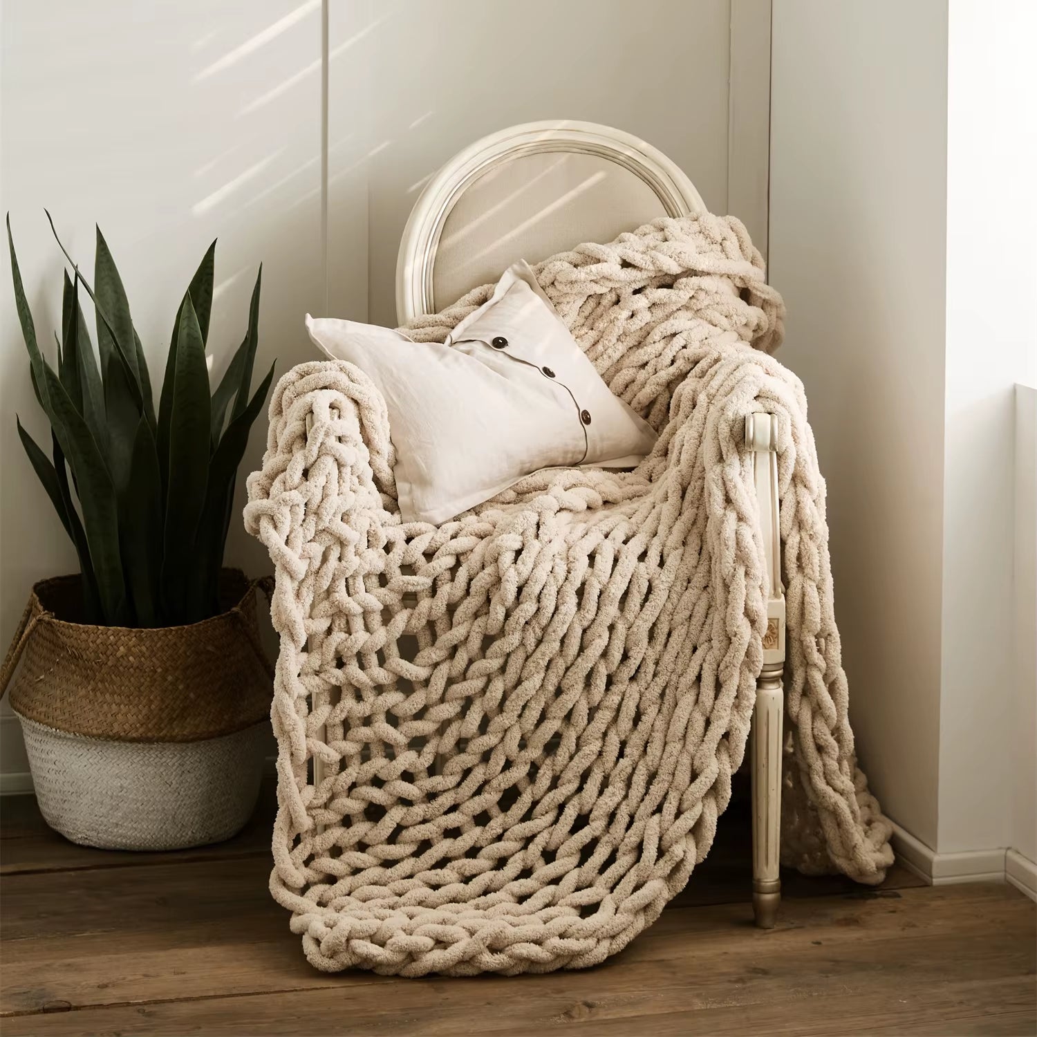 Cozy Chenille Chunky Knit Blanket Throw for Bed Sofa Bedroom Living Room Decorative Mat Rug Carpet Summer Quilt Blankets