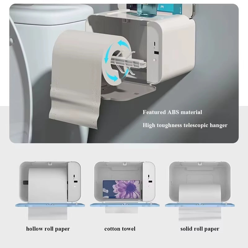 Toilet Paper Holder Shelf Automatic Paper Out Tissue 