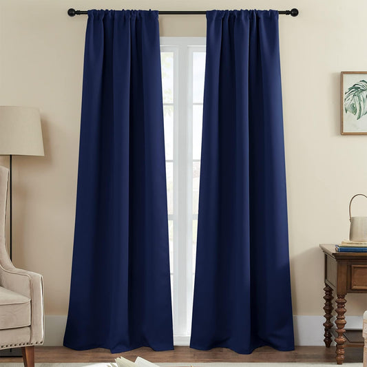 Blackout Curtains for Living Room, Thermal Insulated Rod Pocket Window Drapes for Bedroom, 2 Panels 