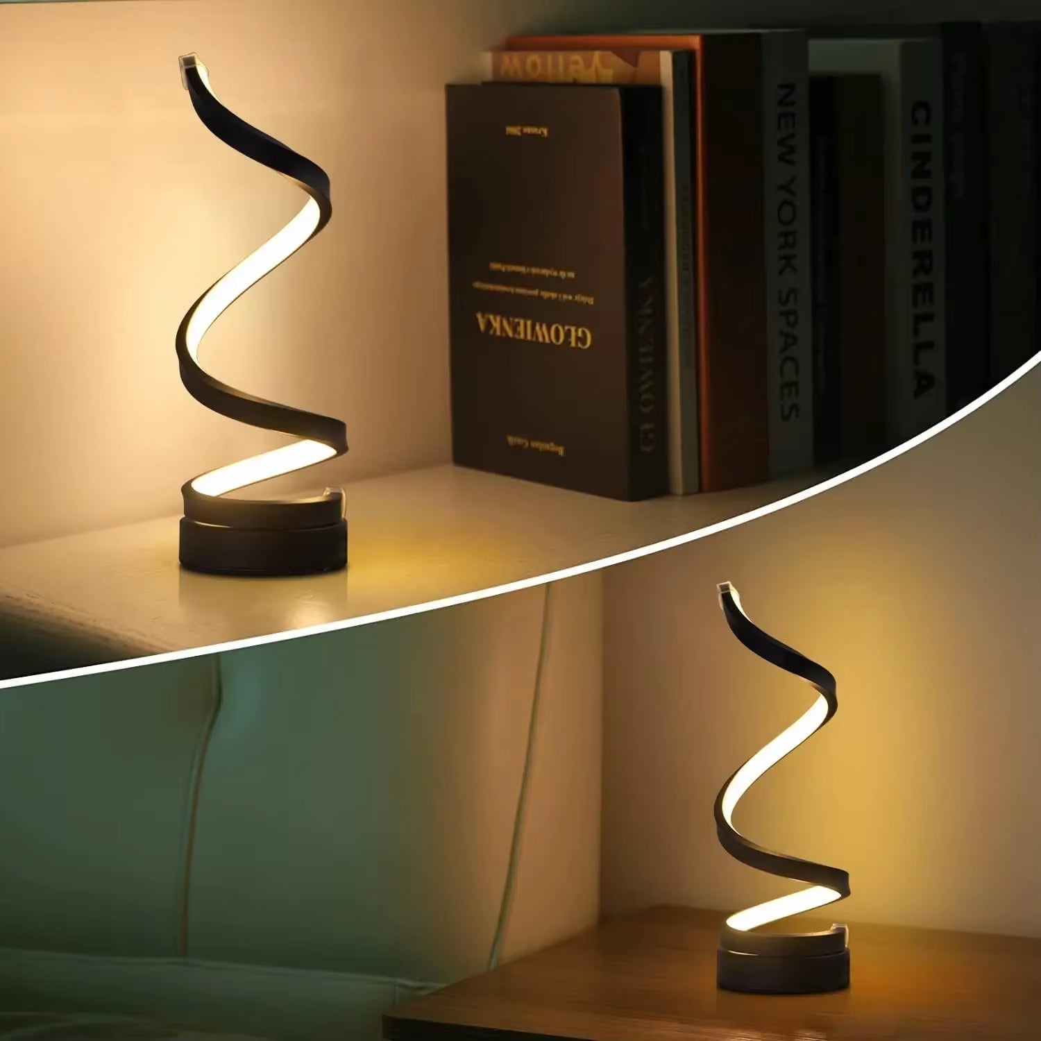 Table Lamp for Bedroom - Modern Spiral Dimmable LED 