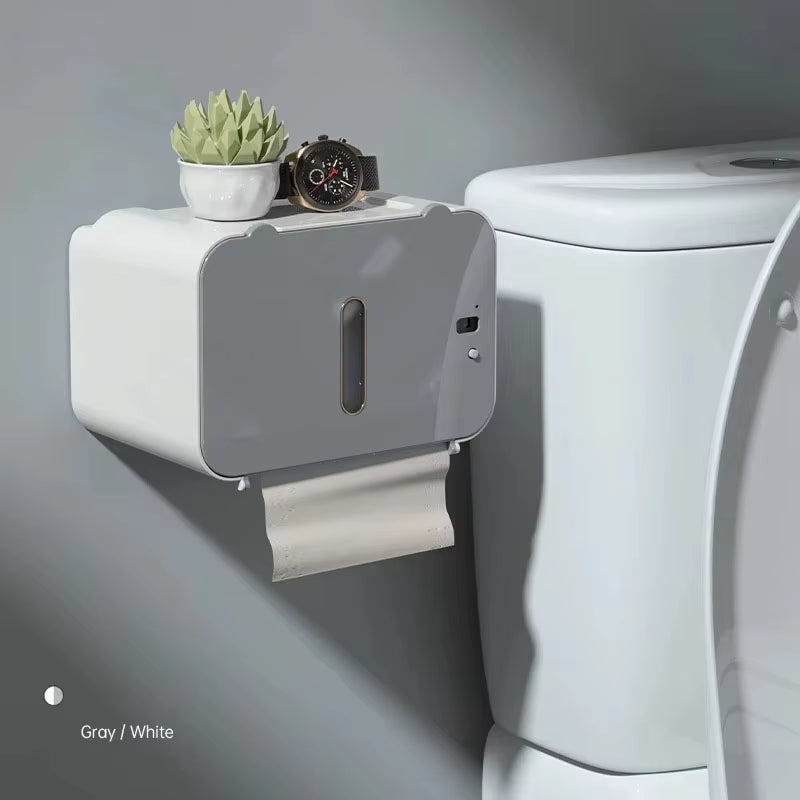 Toilet Paper Holder Shelf Automatic Paper Out Tissue 