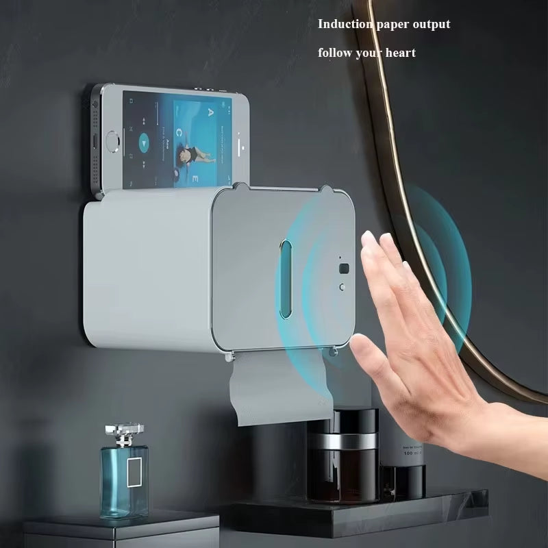 Toilet Paper Holder Shelf Automatic Paper Out Tissue 