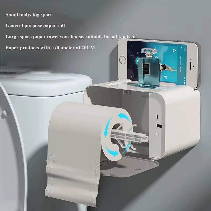 Toilet Paper Holder Shelf Automatic Paper Out Tissue 