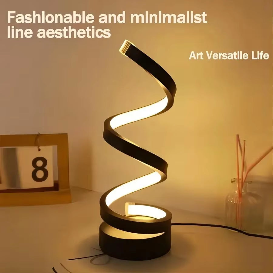 Table Lamp for Bedroom - Modern Spiral Dimmable LED 